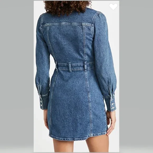 Boyish Emmett Puff Shoulder Denim Dress in Mirror Blue Size XL NWT - Picture 7 of 14